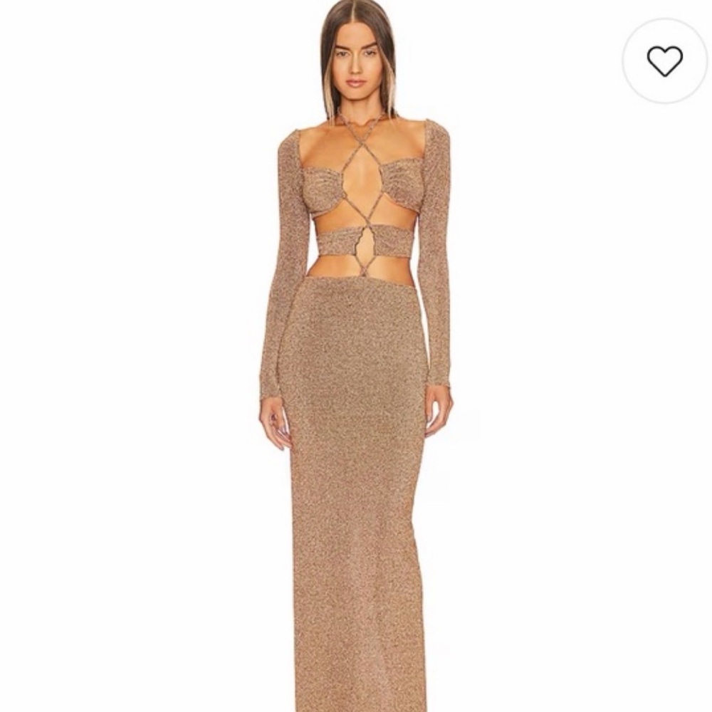 Michael Costello Gold Cut Out Maxi